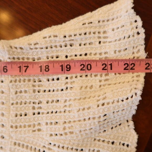 ALC crochet open knit sweater white baloon sleeve Large peplum stretch lace crew - Picture 8 of 9